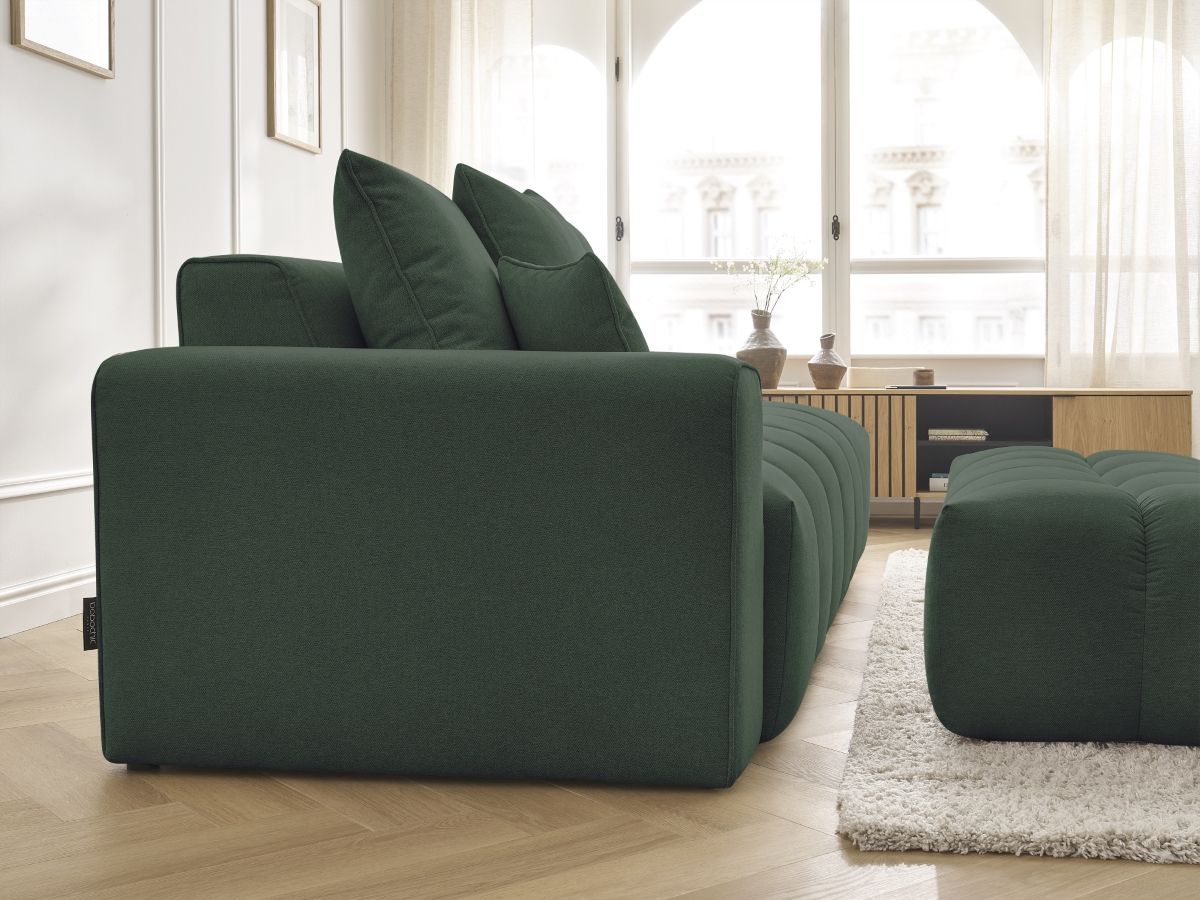 Bobochic Mont-blanc Sofa 5-Sitzer mit Pouf Melange-Stoff Grün Armlehne links