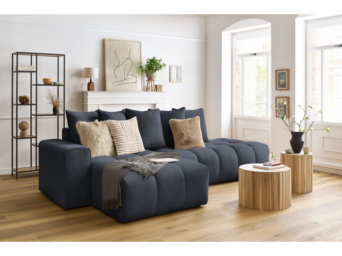 Bobochic Mont-blanc Ecksofa Samt Dunkelblau Ecke links