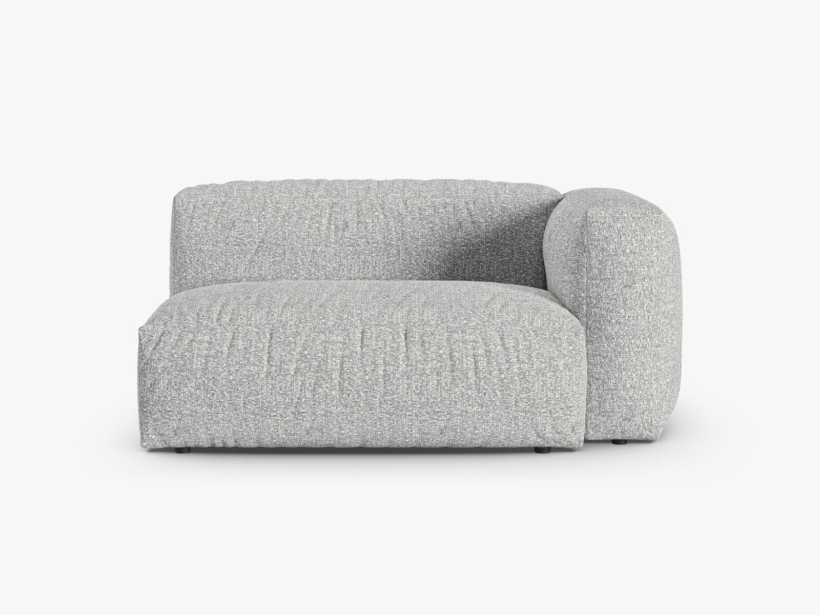 Micadoni Eckmodul mit Armlehne Martina 1-Sitzer Groß 90cm Sitztiefe Rechts Boucle Monet Silber