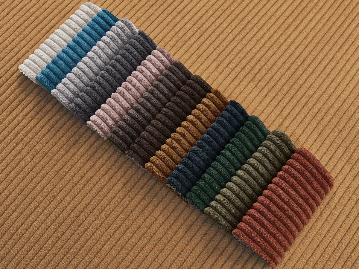 Bobochic Enore Ecksofa mit Pouf Cordsamt Gelb Ecke rechts