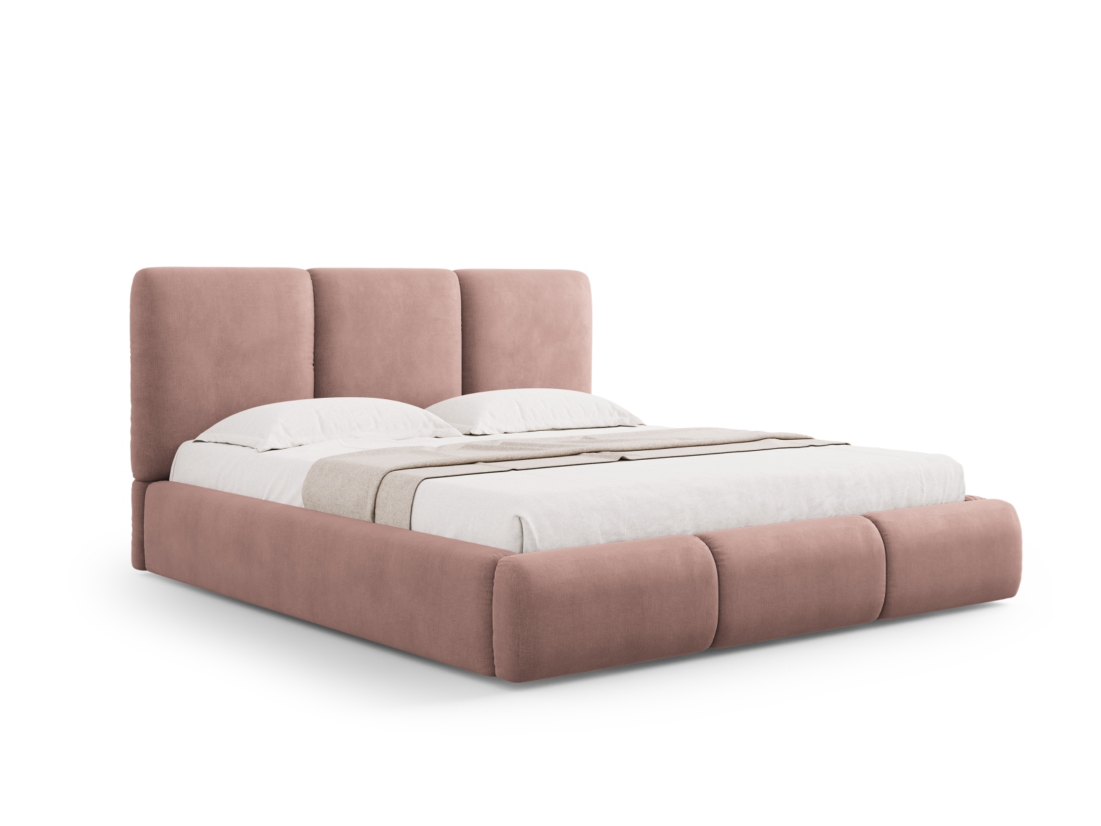 Cosmopolitan Design Stauraumbett mit Kopfteil Nicolas 200x200 Chenille Rebel Rosa