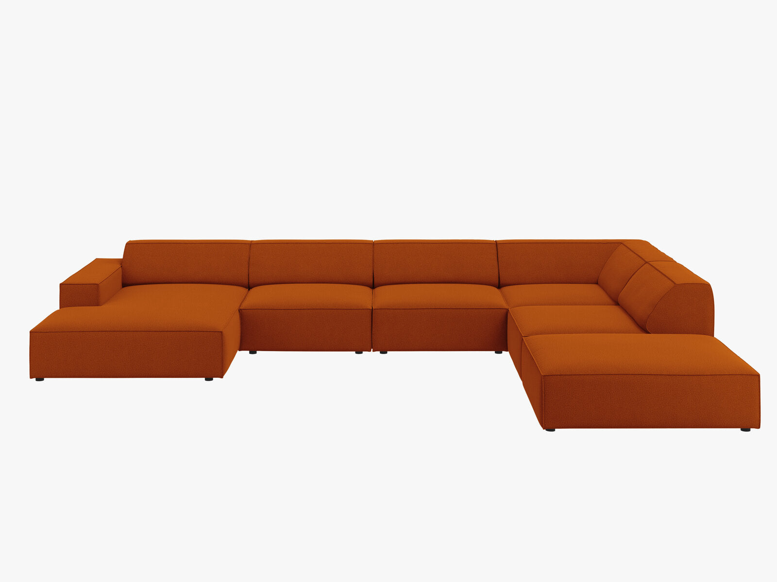 Micadoni Panorama-Ecksofa Jodie 7-Sitzer Rechts Strukturierter Stoff Megan Terrakotta