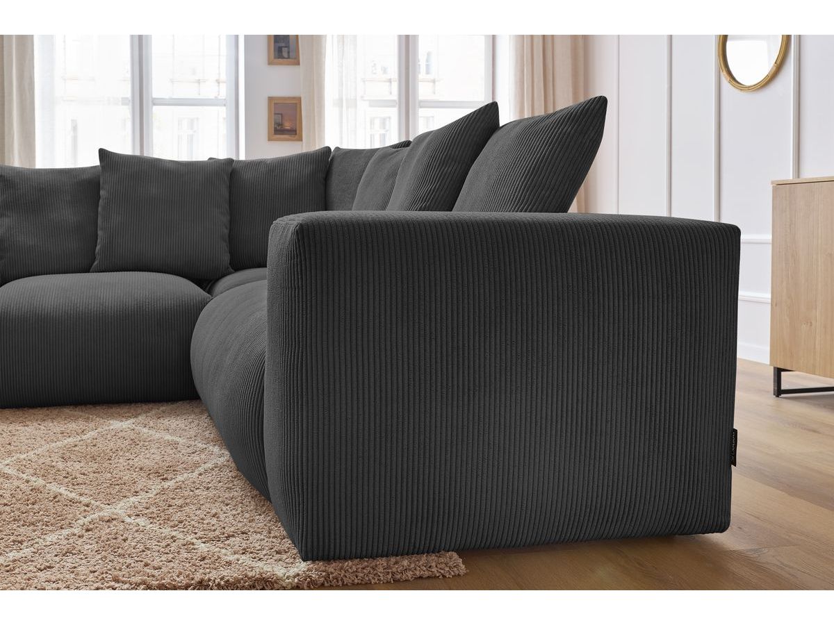 Bobochic Voltaire Ecksofa 268 × 214 cm Cordsamt Dunkelgrau Ecke links