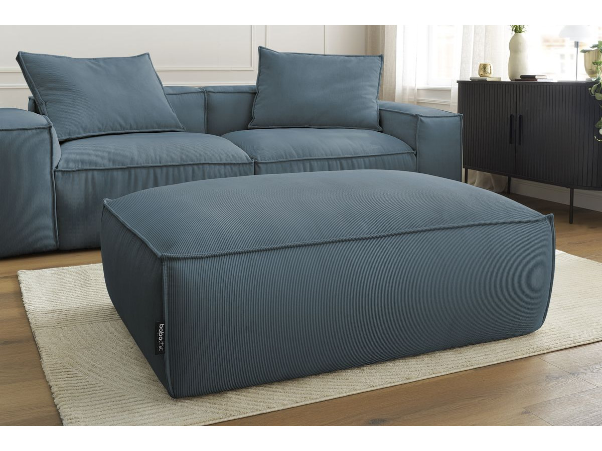 Bobochic Boheme Sofa 4-Sitzer mit Pouf Cordsamt Dunkelblau
