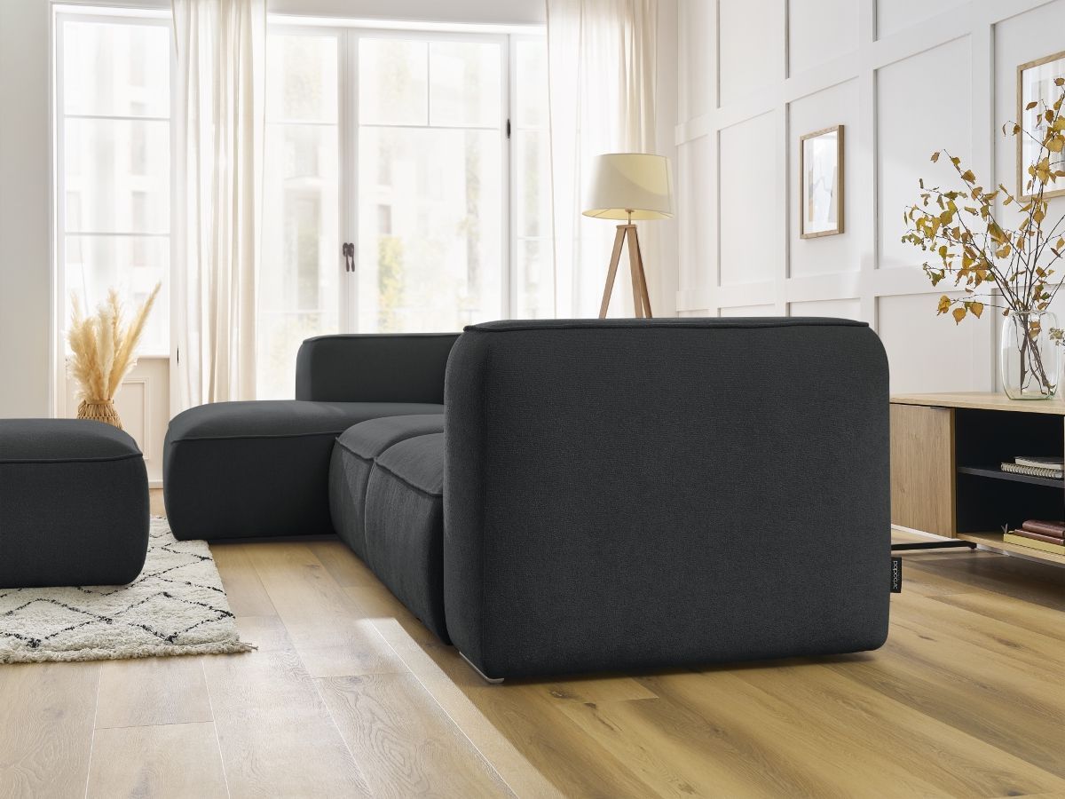 Bobochic Zephyr Ecksofa mit Pouf 349 × 165 cm Strukturstoff Dunkelgrau Ecke links
