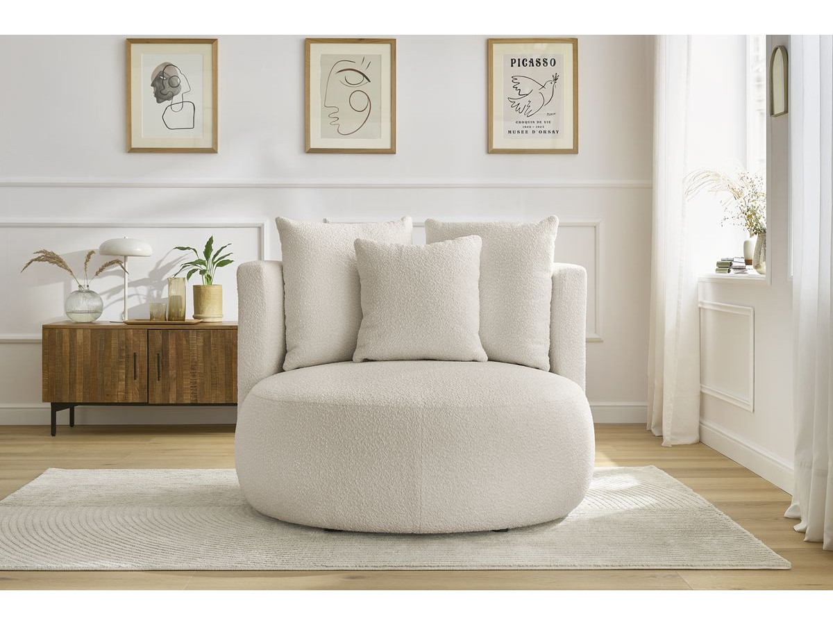 Bobochic Cesar Sessel Bouclé-Stoff Beige