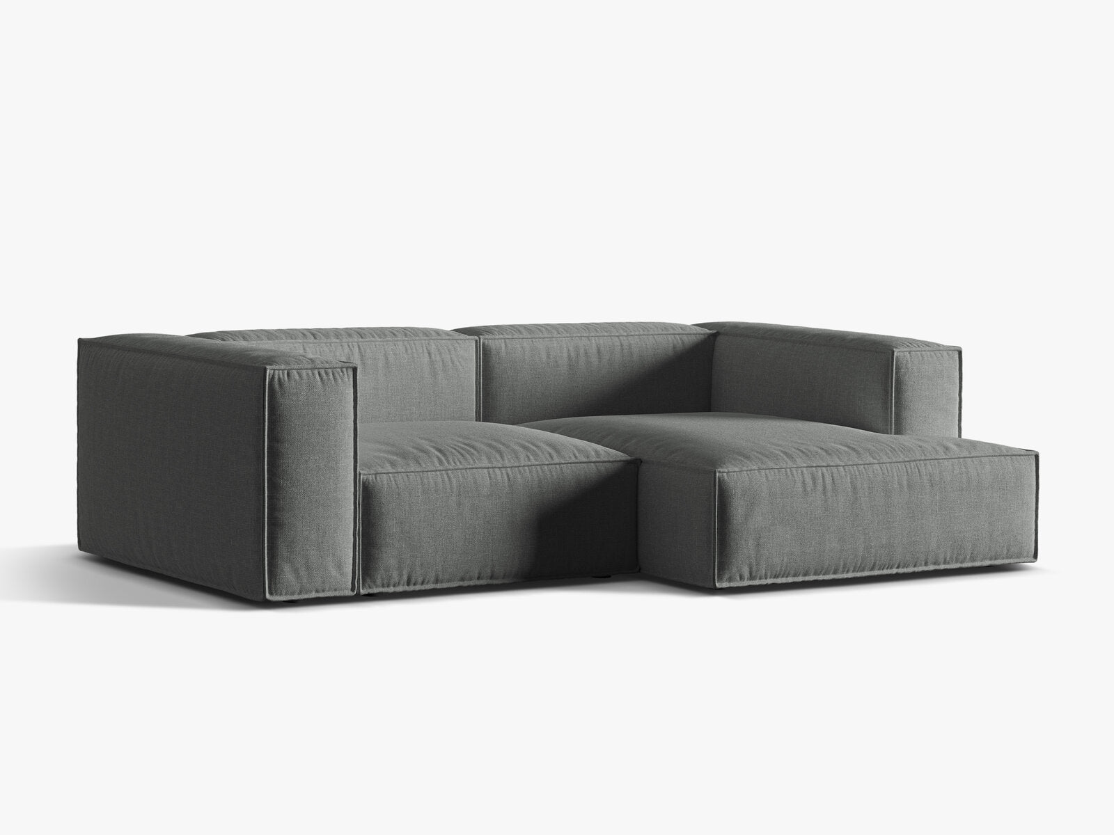 Micadoni Ecksofa Nuria 3-Sitzer Rechts Strukturierter Stoff Grau