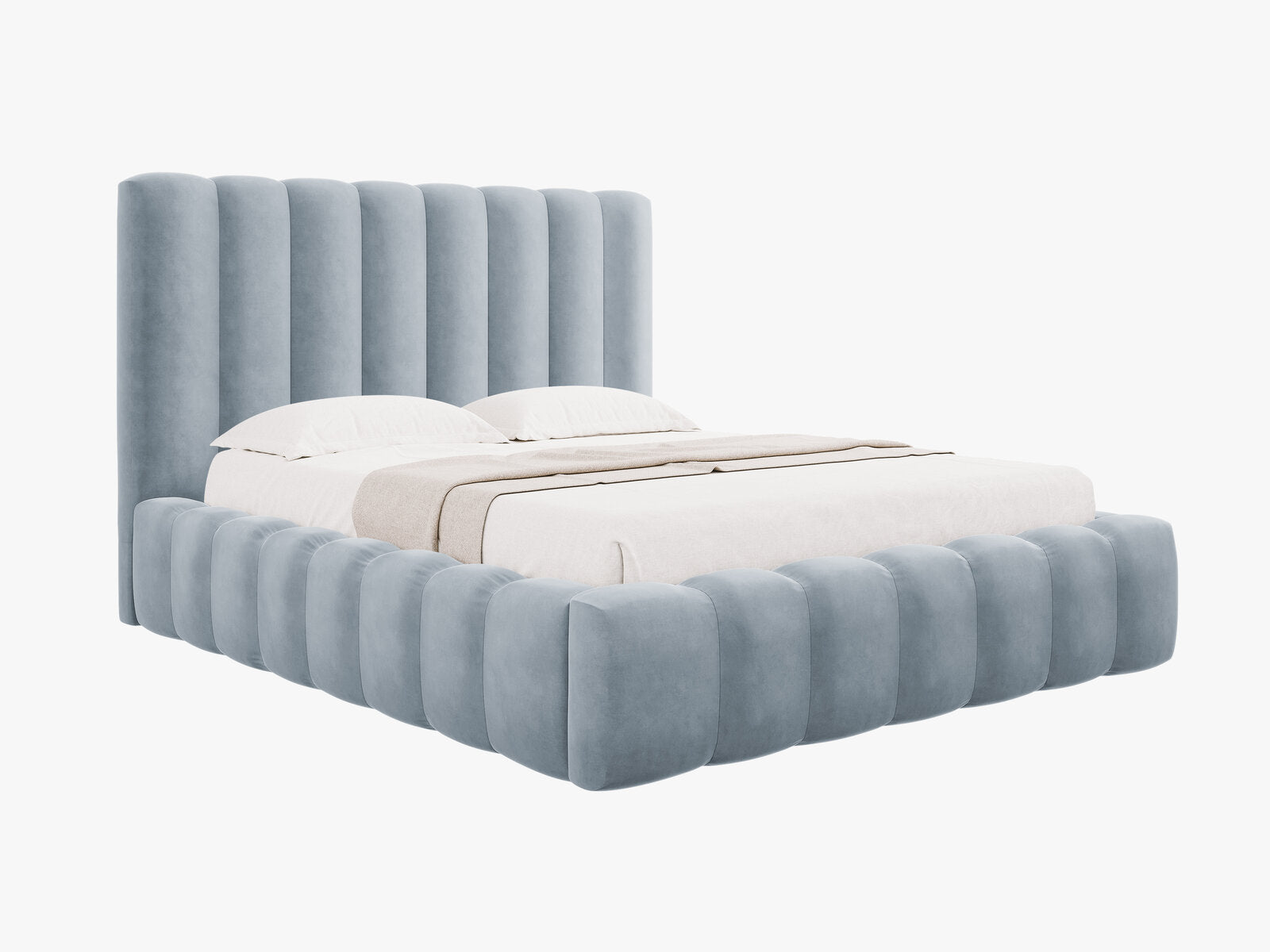 Micadoni Bett Kelp Samt Bluvel Hellblau 140x200