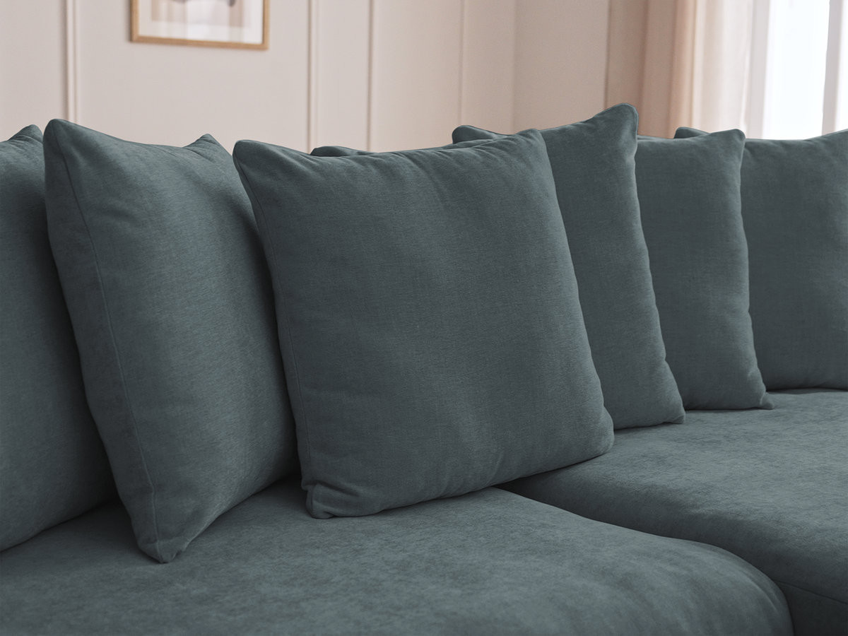 Bobochic Enore Ecksofa 330 × 100 cm Stoff Blau Ecke rechts