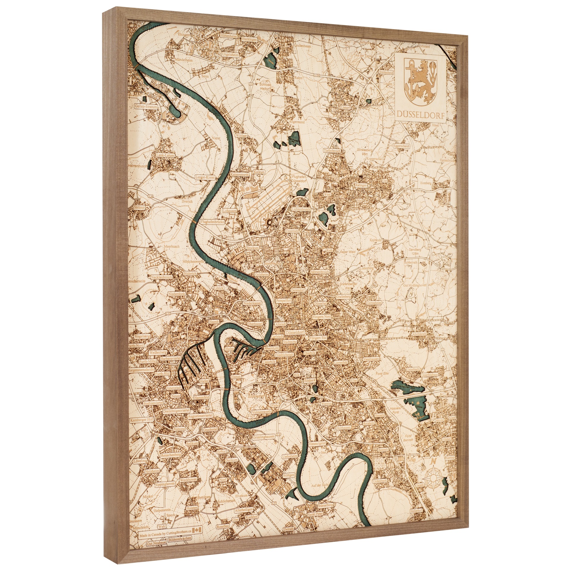 Cutting Brothers 3D Holz-Wandkarte Düsseldorf 81x61 cm