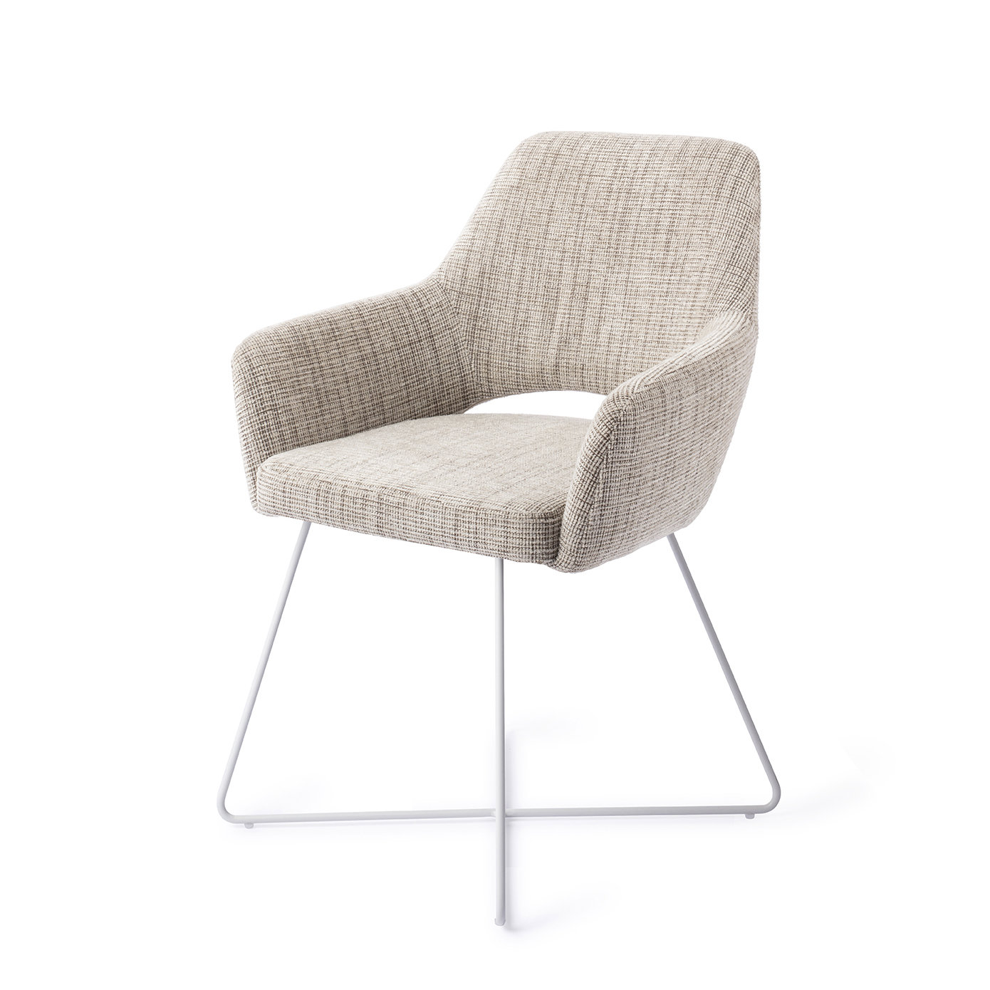 Jesper Home Esszimmerstuhl Yanai Caramel Grid Cross Weiß