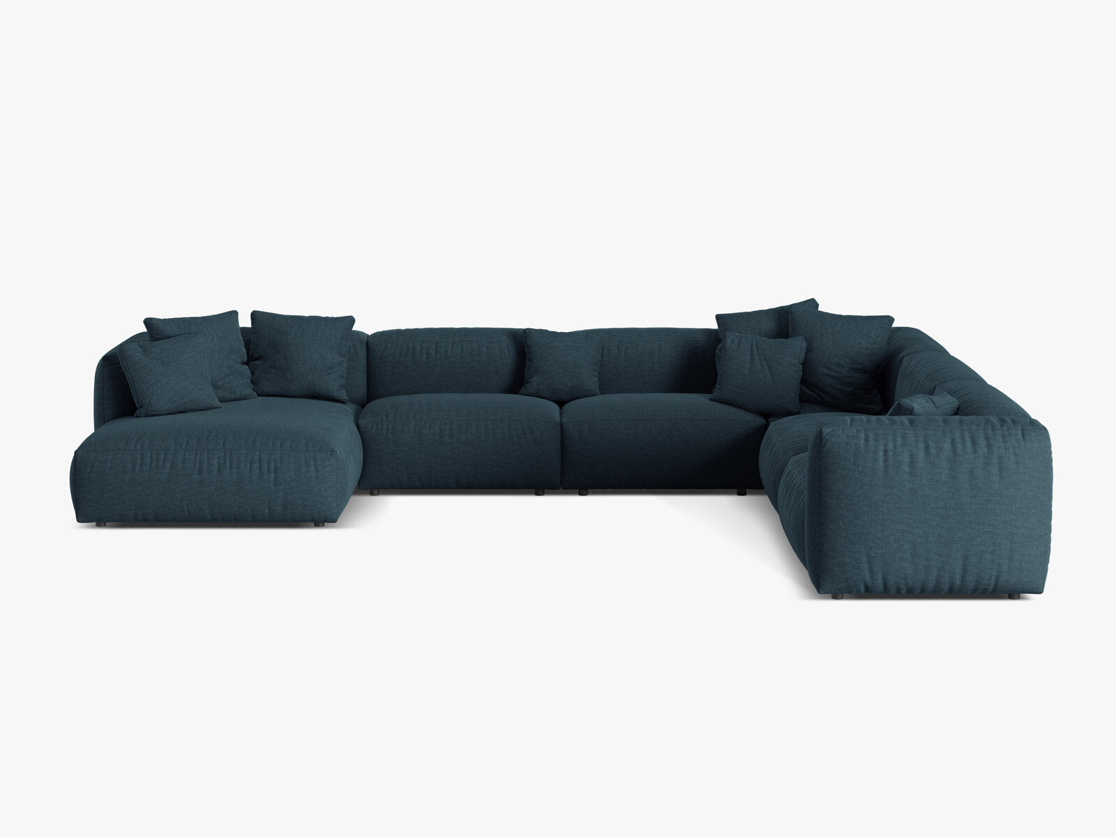 Micadoni modulares Ecksofa XL Martina 6-Sitzer Rechts Strukturierter Stoff Boston Jeansblau