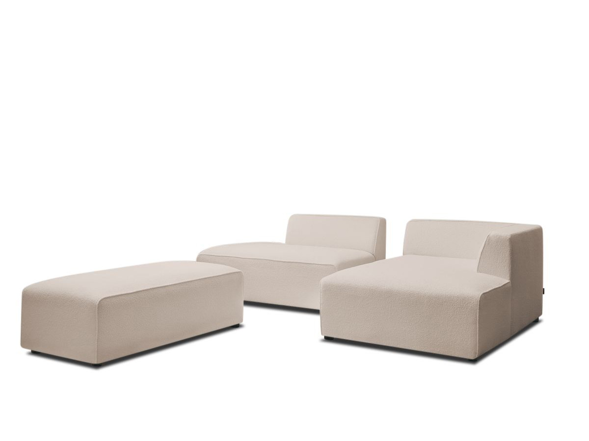 Bobochic Megeve Ecksofa mit Schlaffunktion und Pouf Bouclé-Stoff Beige Ecke rechts