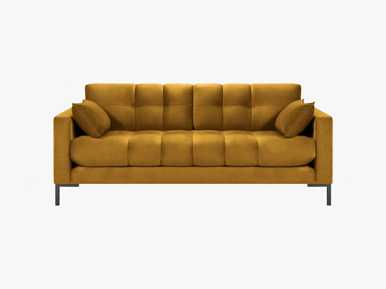 Micadoni Sofa Mamaia 2-Sitzer Samt Bluvel Gelb schwarze Beine
