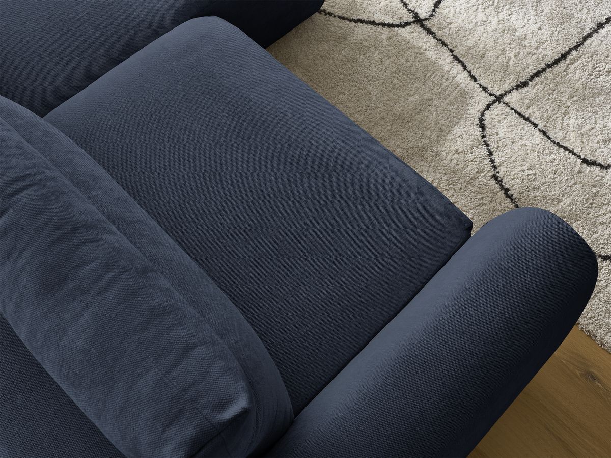 Bobochic Aden Ecksofa 246 × 152 cm Stoff Dunkelblau Ecke rechts