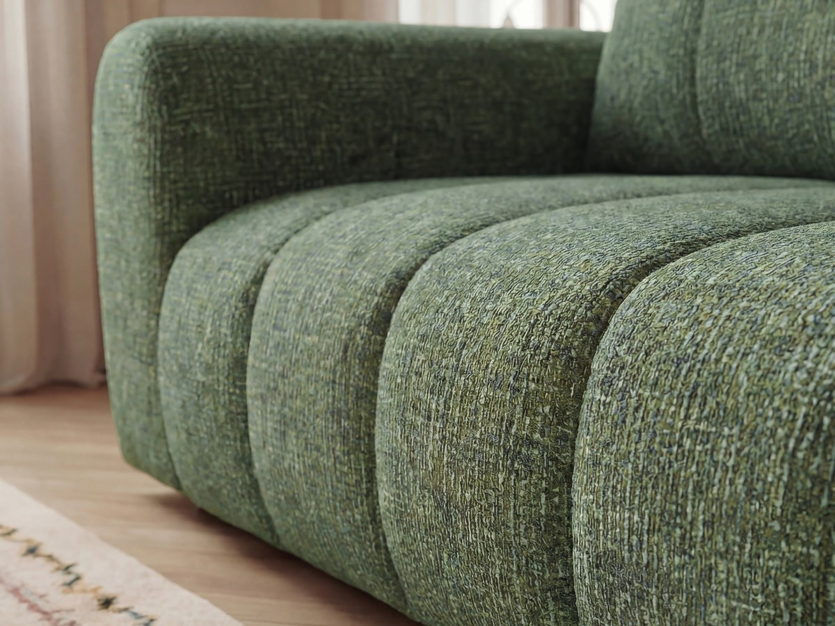 Bobochic Nesty Ecksofa 272 cm mit Pouf Melange-Stoff Hellgrün Ecke rechts