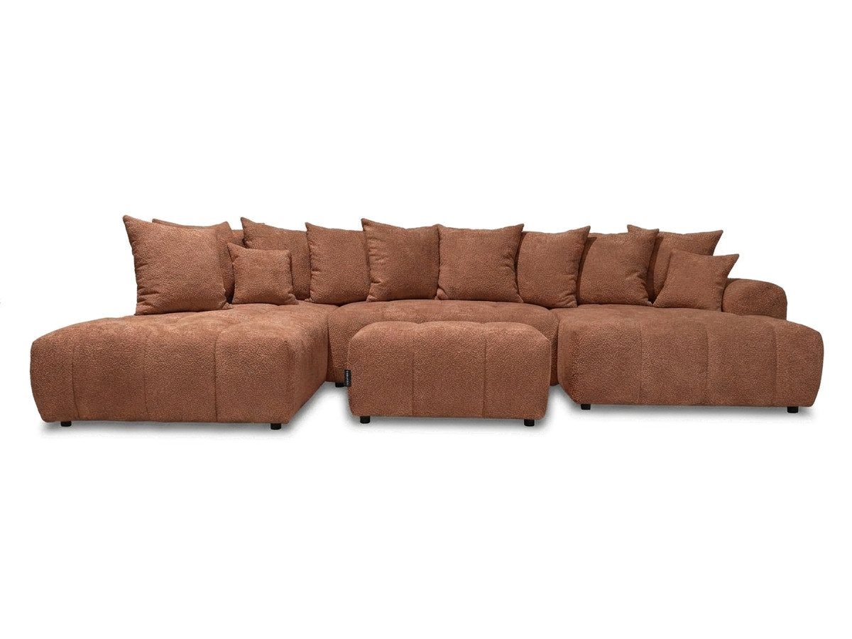 Bobochic Roxelane Wohnlandschaft mit Pouf Bouclé-Stoff Orange Ecke rechts