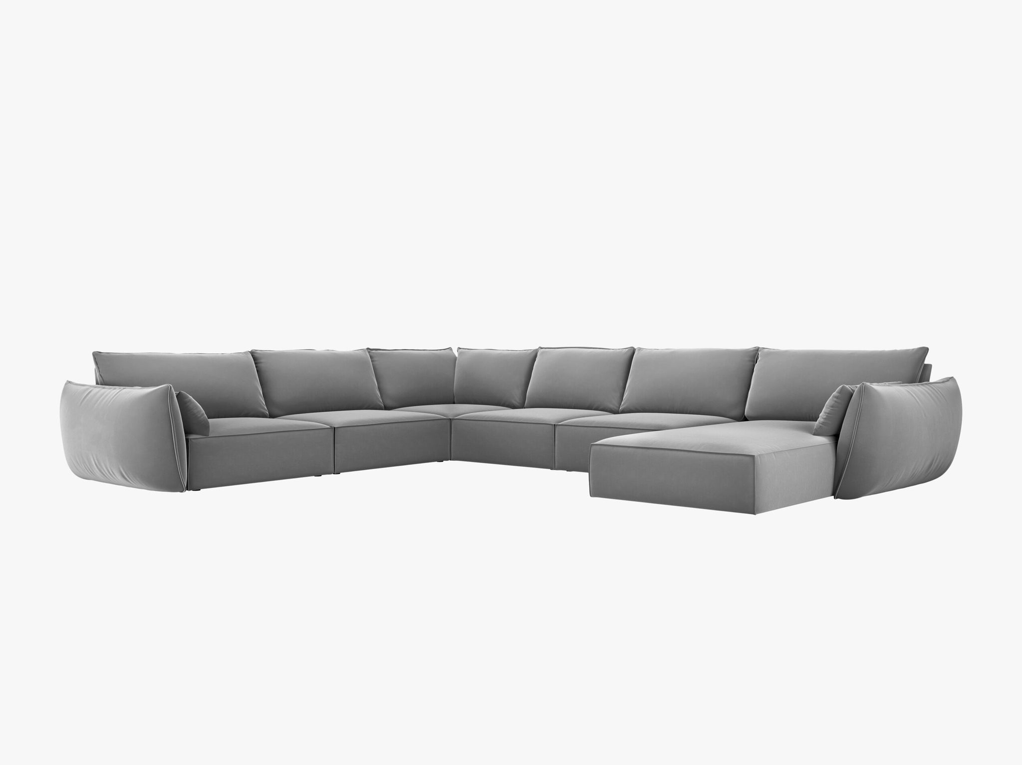 Micadoni Panorama-Ecksofa Kaelle 8-Sitzer Links Samt Bluvel Grau
