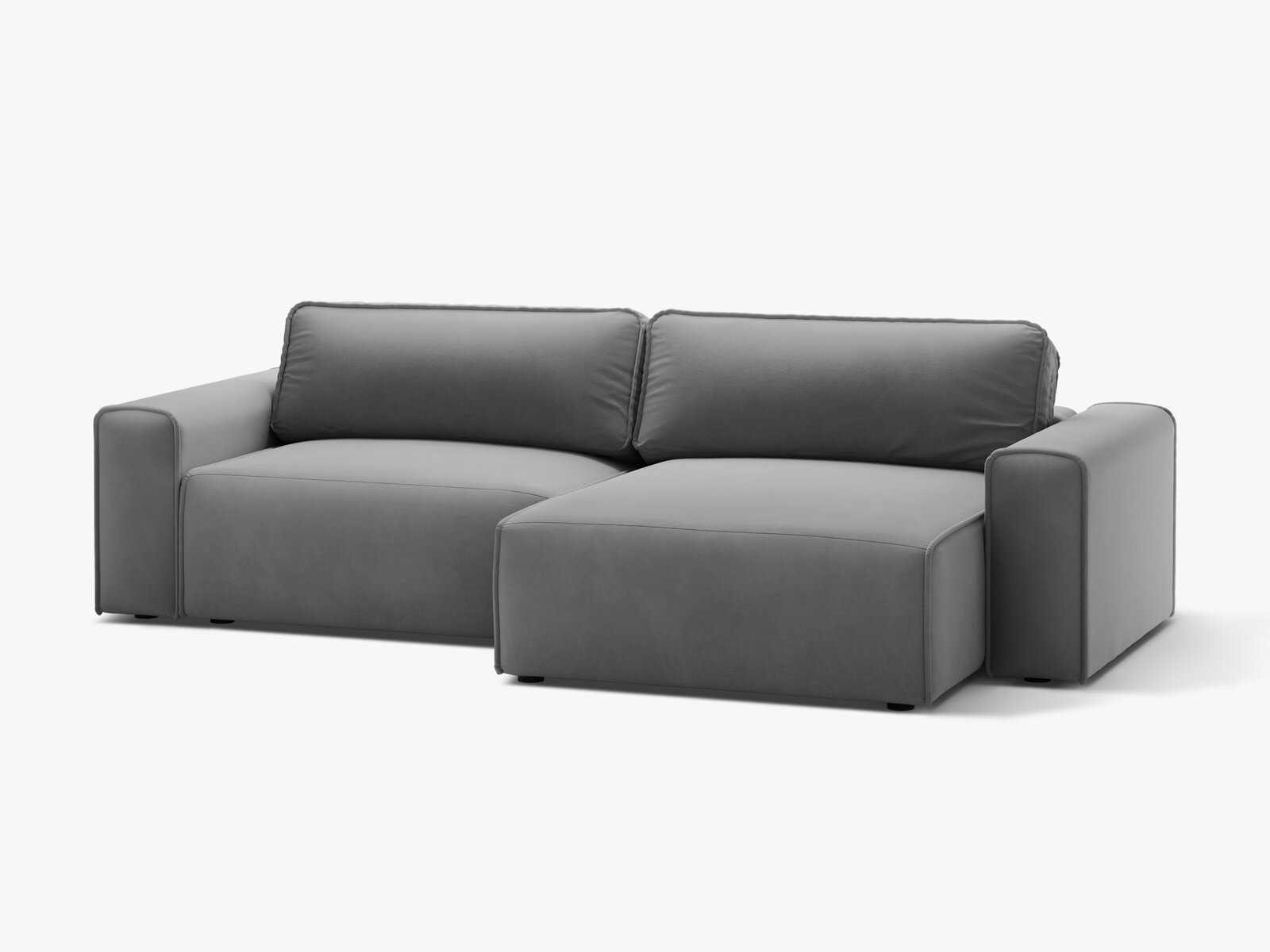 Micadoni Ecksofa Victor 3-Sitzer mit Schlaffunktion Rechts Samt Grau