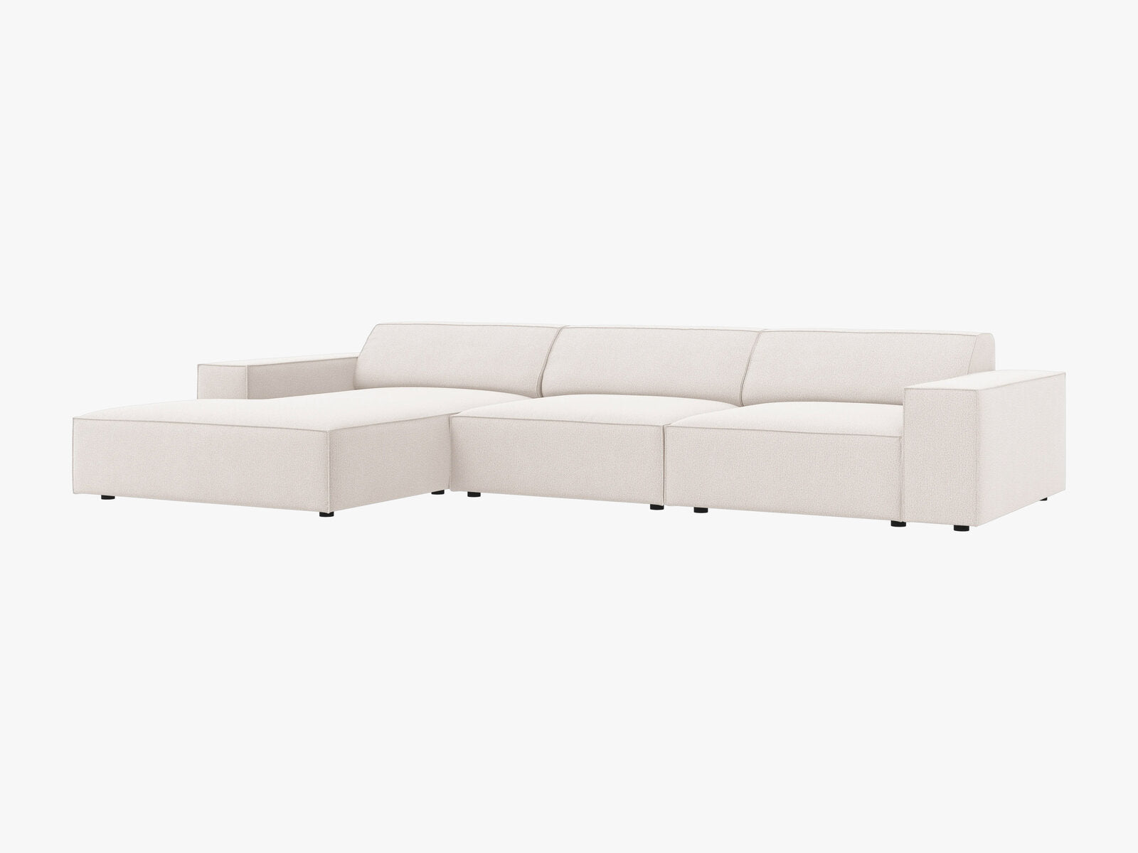 Micadoni Ecksofa Jodie 4-Sitzer Links Strukturierter Stoff Megan Helles Beige
