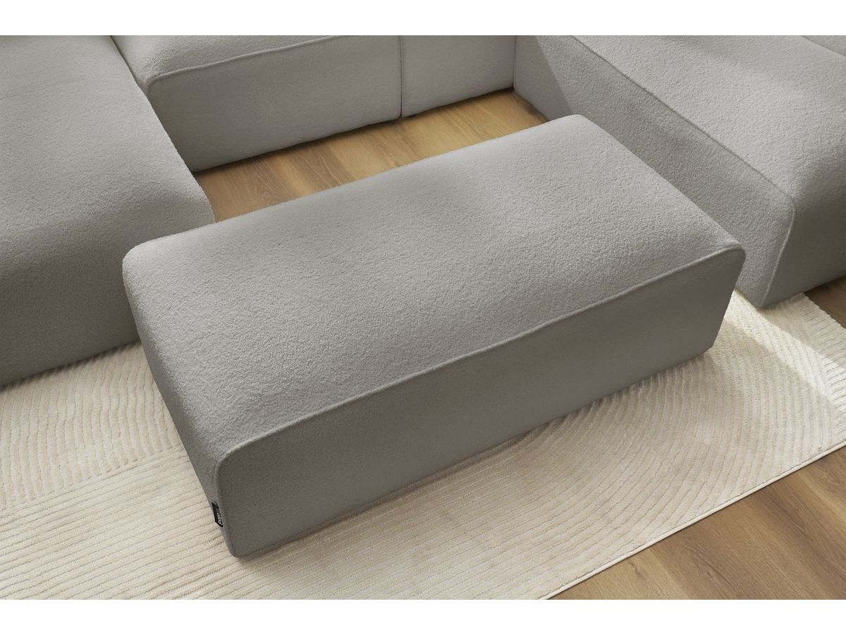 Bobochic Megeve Wohnlandschaft mit Pouf Bouclé-Stoff Hellgrau Ecke links