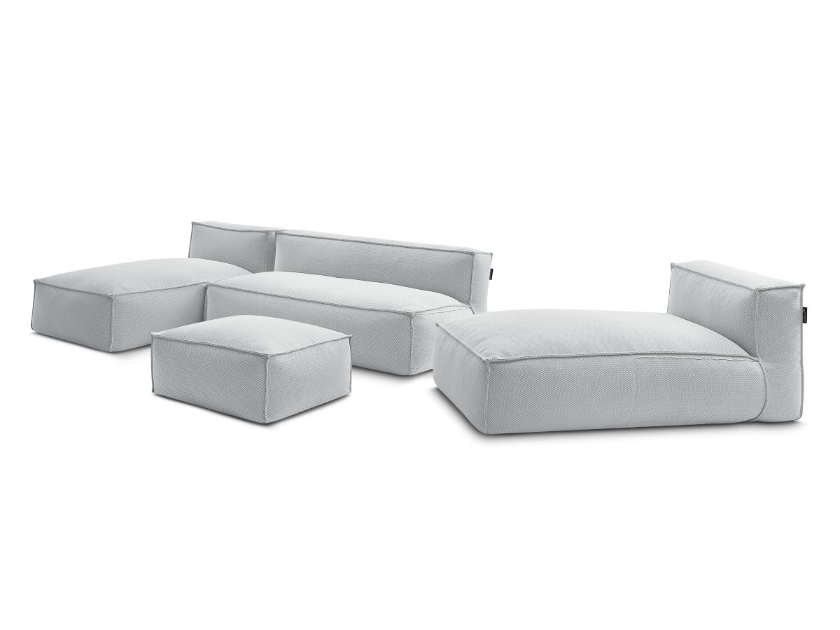 Bobochic Biarritz Gartensofa 4-Sitzer mit Pouf 332 × 168 cm Melange-Stoff Grau