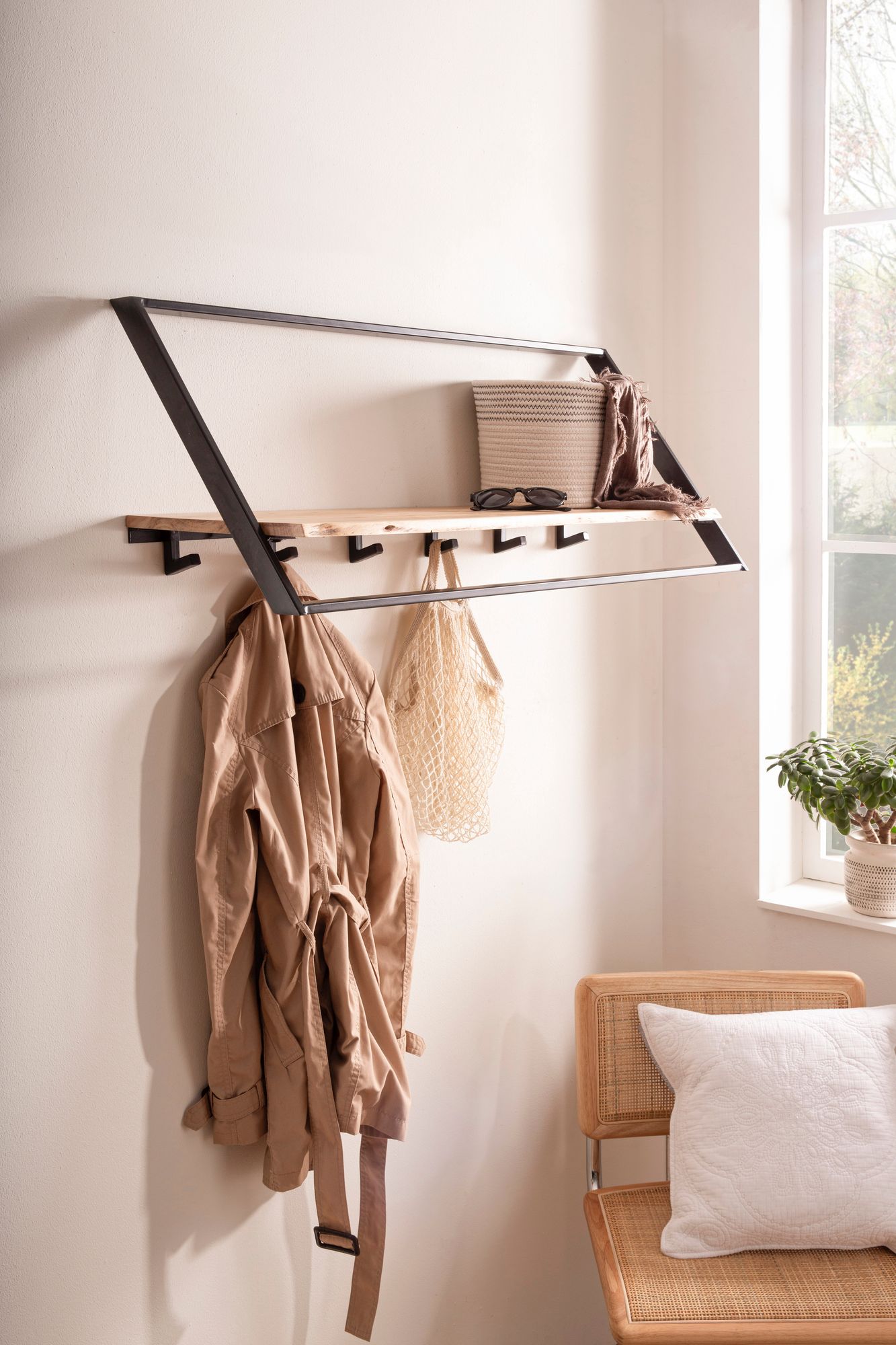 Wandgarderobe Nordagutu Akazie Massivholz 100 × 32,5 × 40 cm