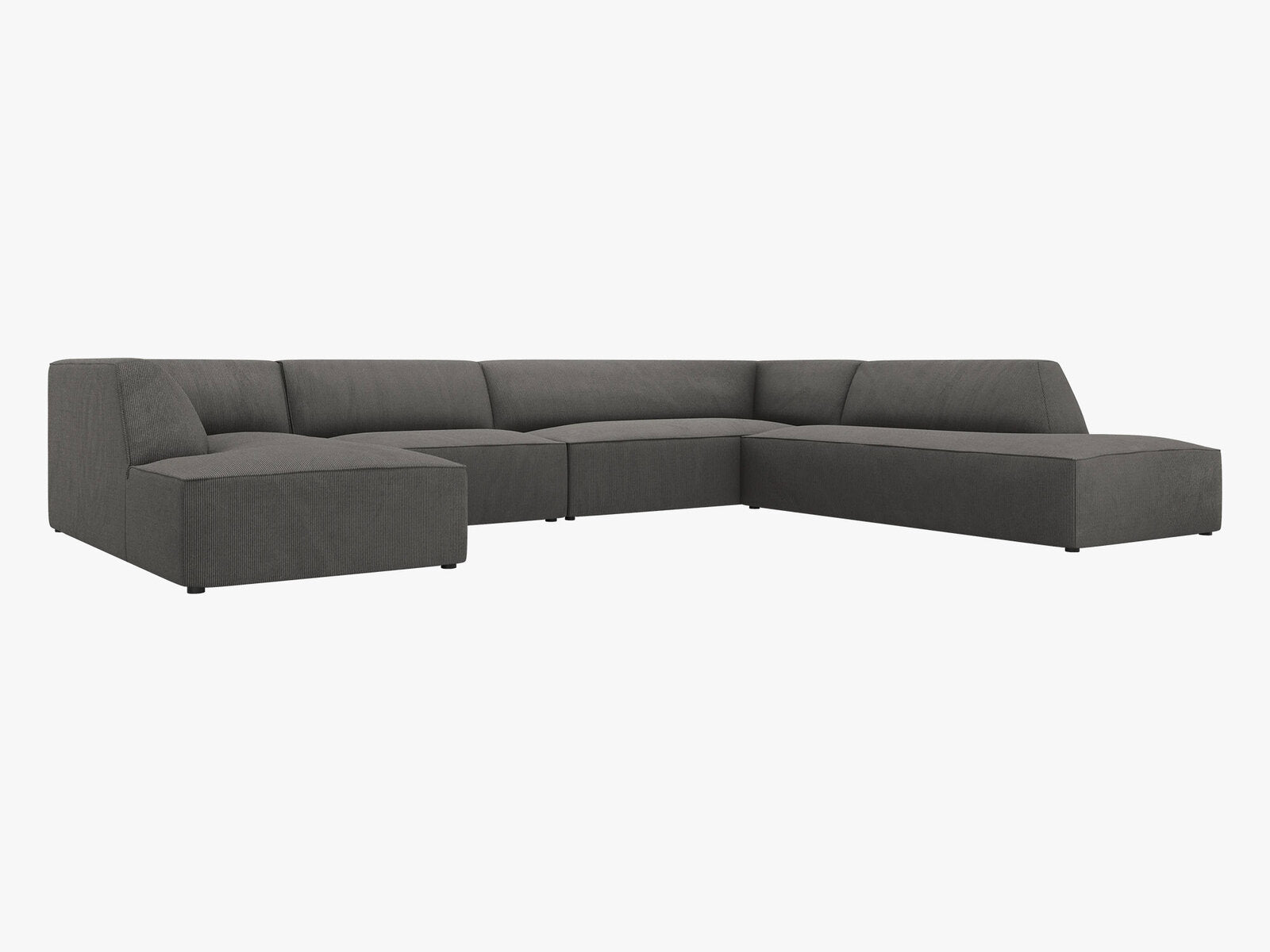 Micadoni Panorama-Ecksofa Ruby 7-Sitzer Rechts Kord Scala Dunkelgrau