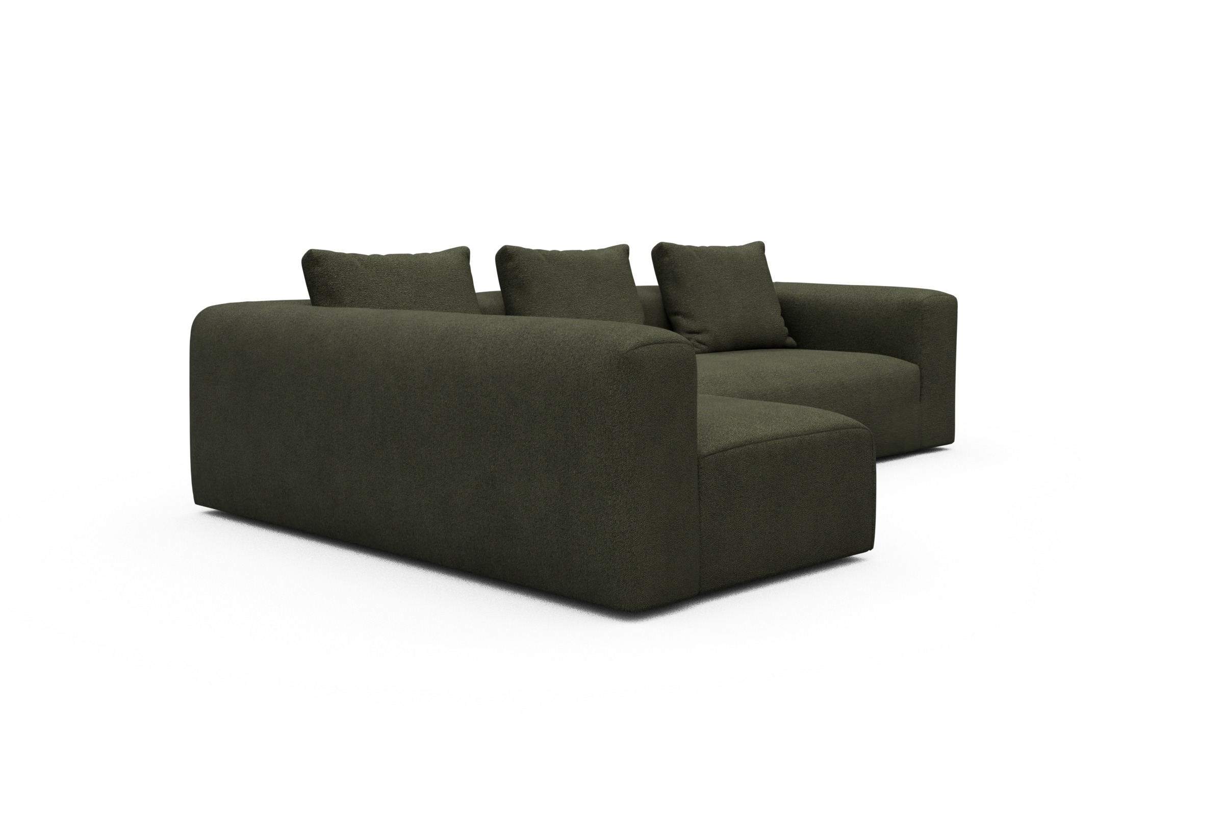 Ecksofa Fred 2x 2,5-Sitzer links offen Boucle-Forest-Green