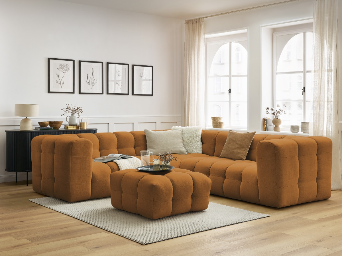 Bobochic Cloud Ecksofa mit Pouf 268 × 110 cm Stoff Gelb