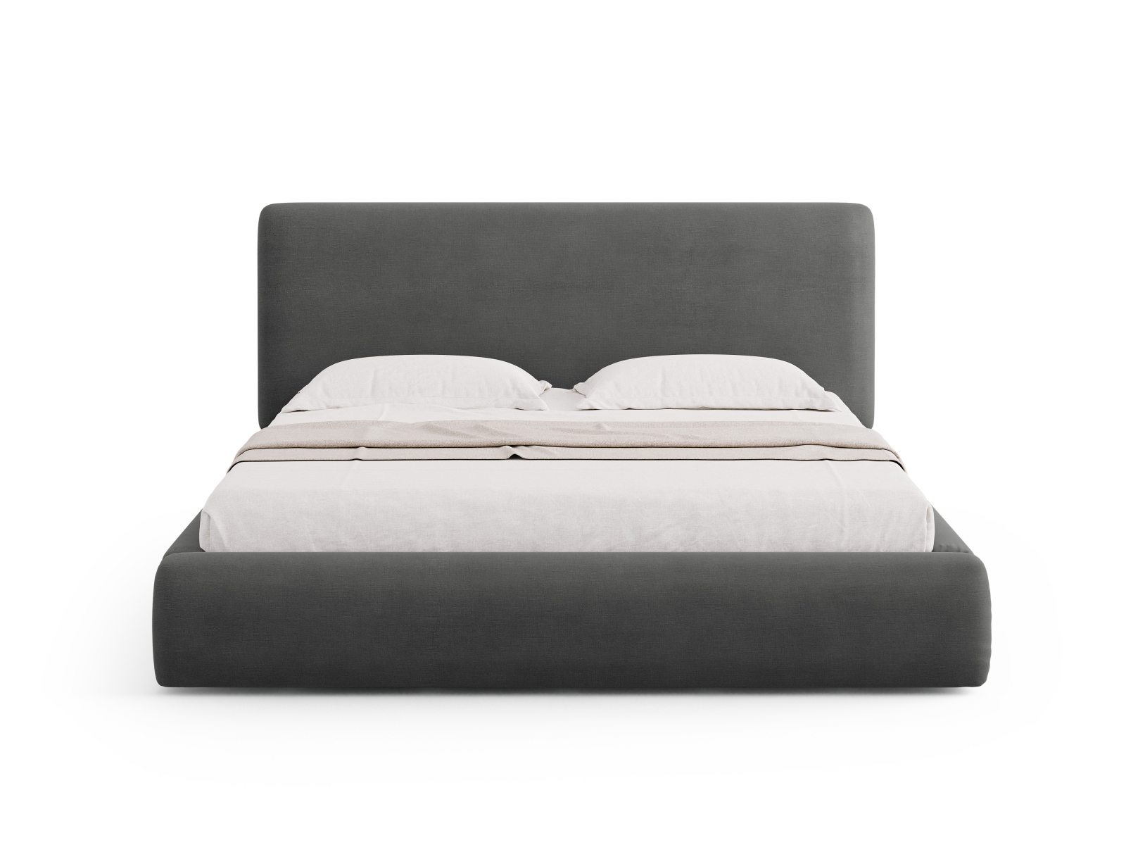 Cosmopolitan Design Stauraumbett mit Kopfteil Colonel 200x200 Chenille Rebel Dunkelgrau