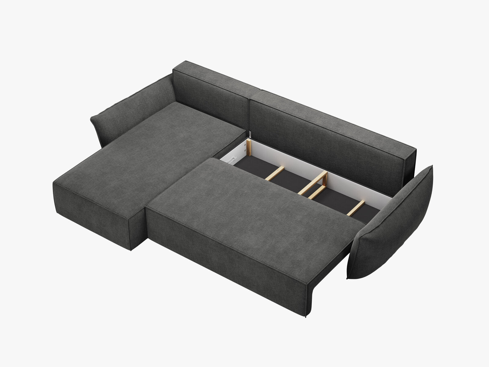 Micadoni Kaelle Ecksofa mit Bettfunktion und Stauraum Links Chenille Over The Horizon Dunkelgrau