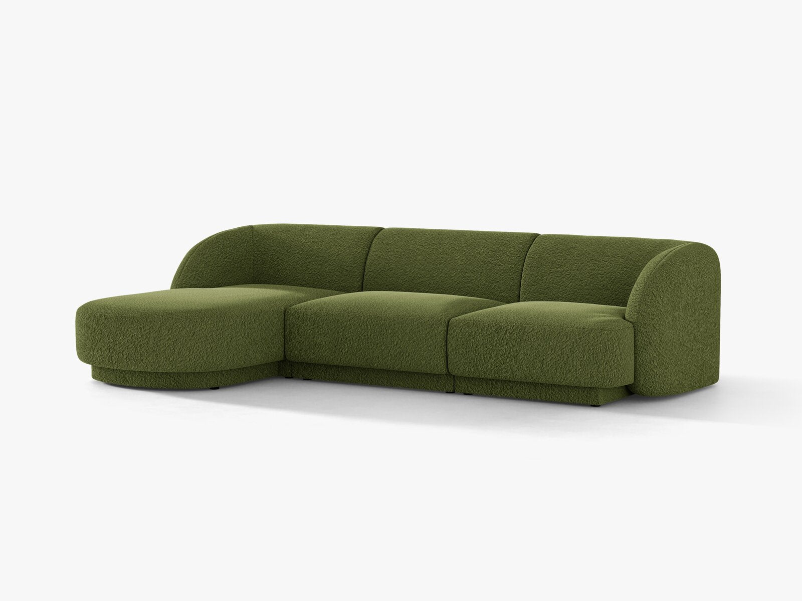 Micadoni Ecksofa Miley 4-Sitzer Links Boucle Baloo Dunkel-Olivgrün