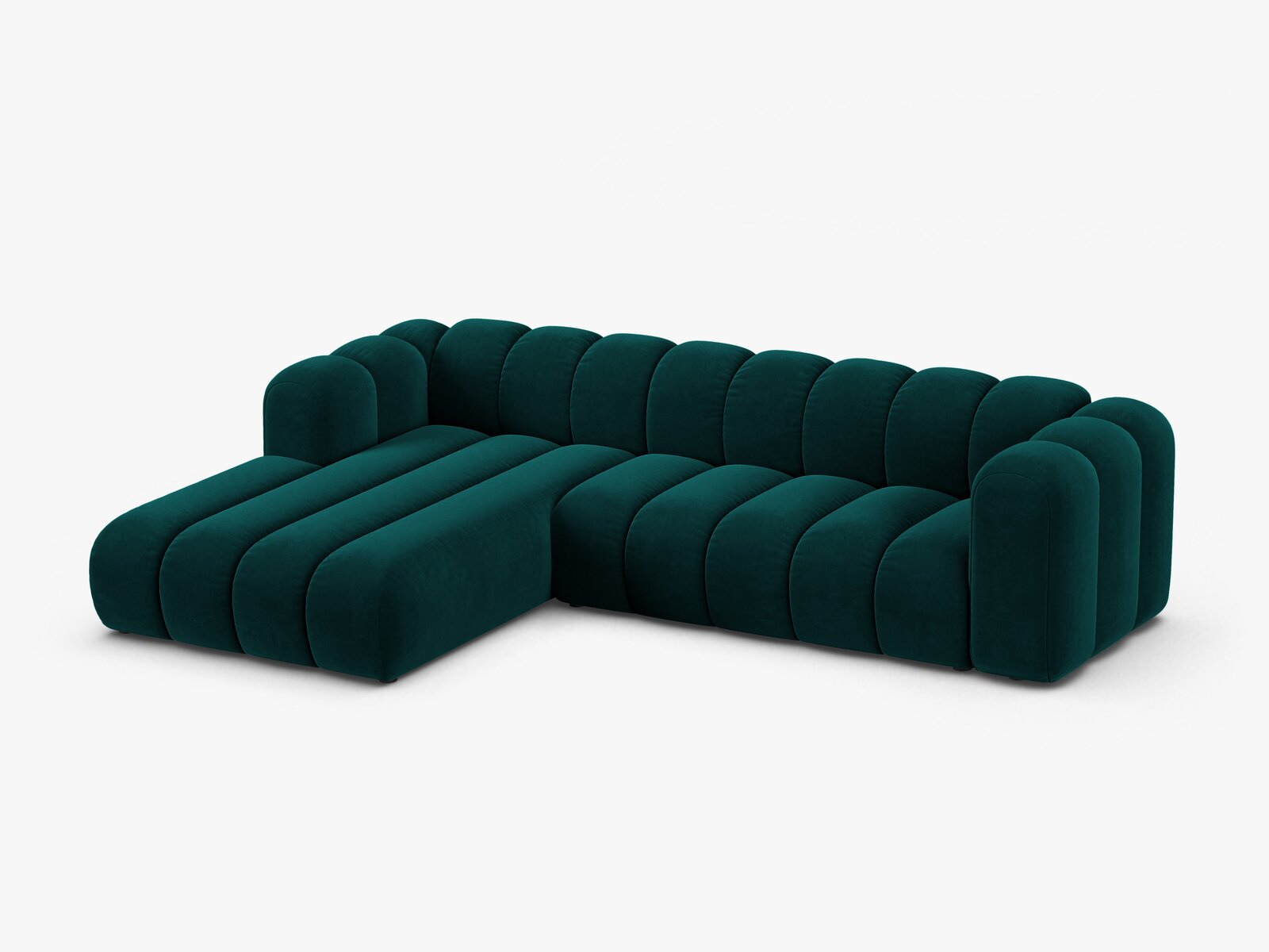 Micadoni Modulares Ecksofa Lupine 4-Sitzer Links Samt Venus Dunkel Petrol