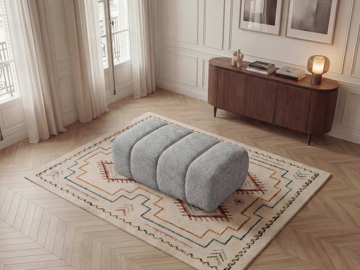Bobochic Nesty Pouf Melange-Stoff Hellgrau