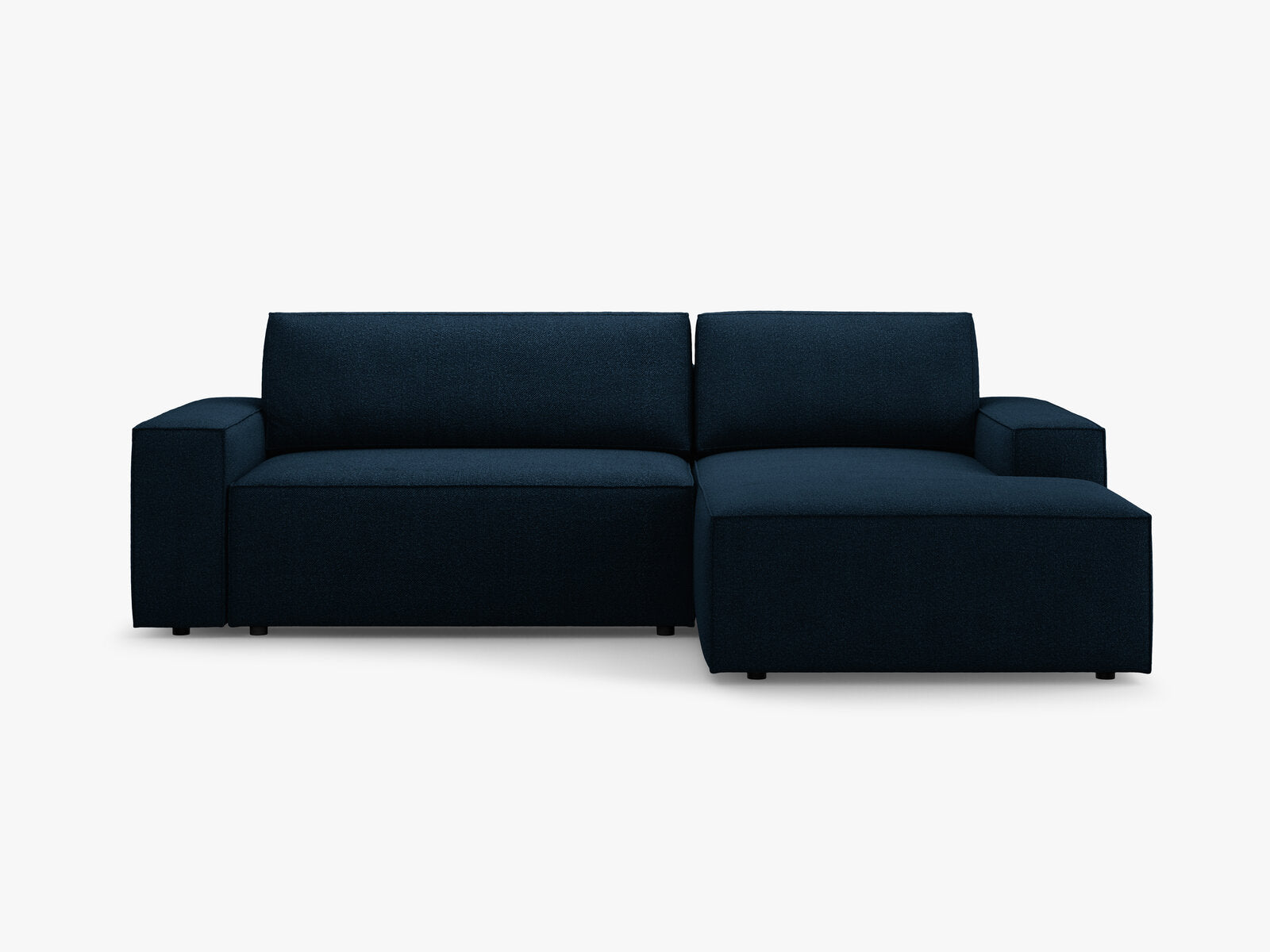 Micadoni Schlaf-Ecksofa Jodie 3-Sitzer Rechts Boucle Dunkelblau