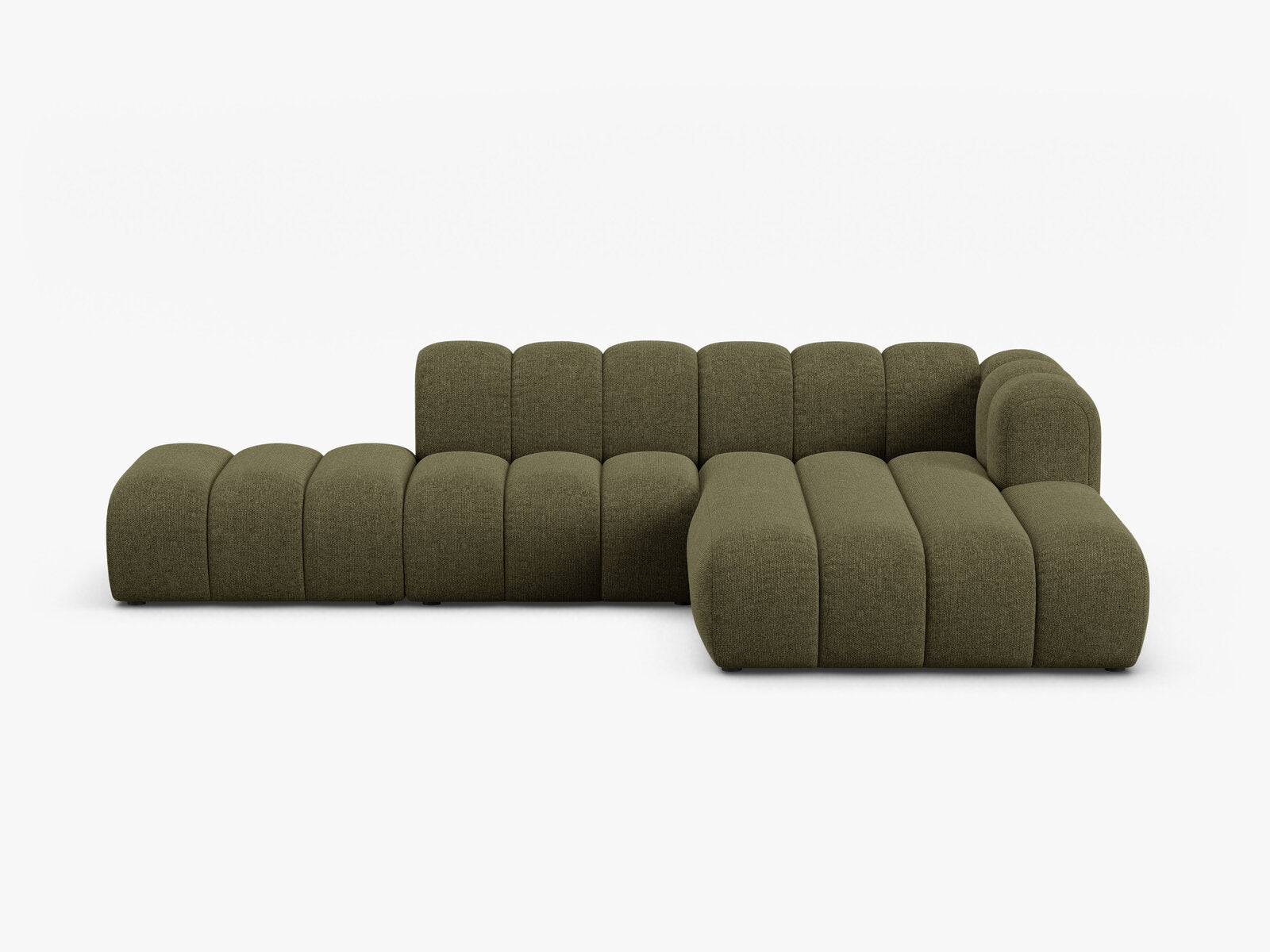 Micadoni Modulares Ecksofa offen Lupine 5-Sitzer Rechts Chenille Eden Grün