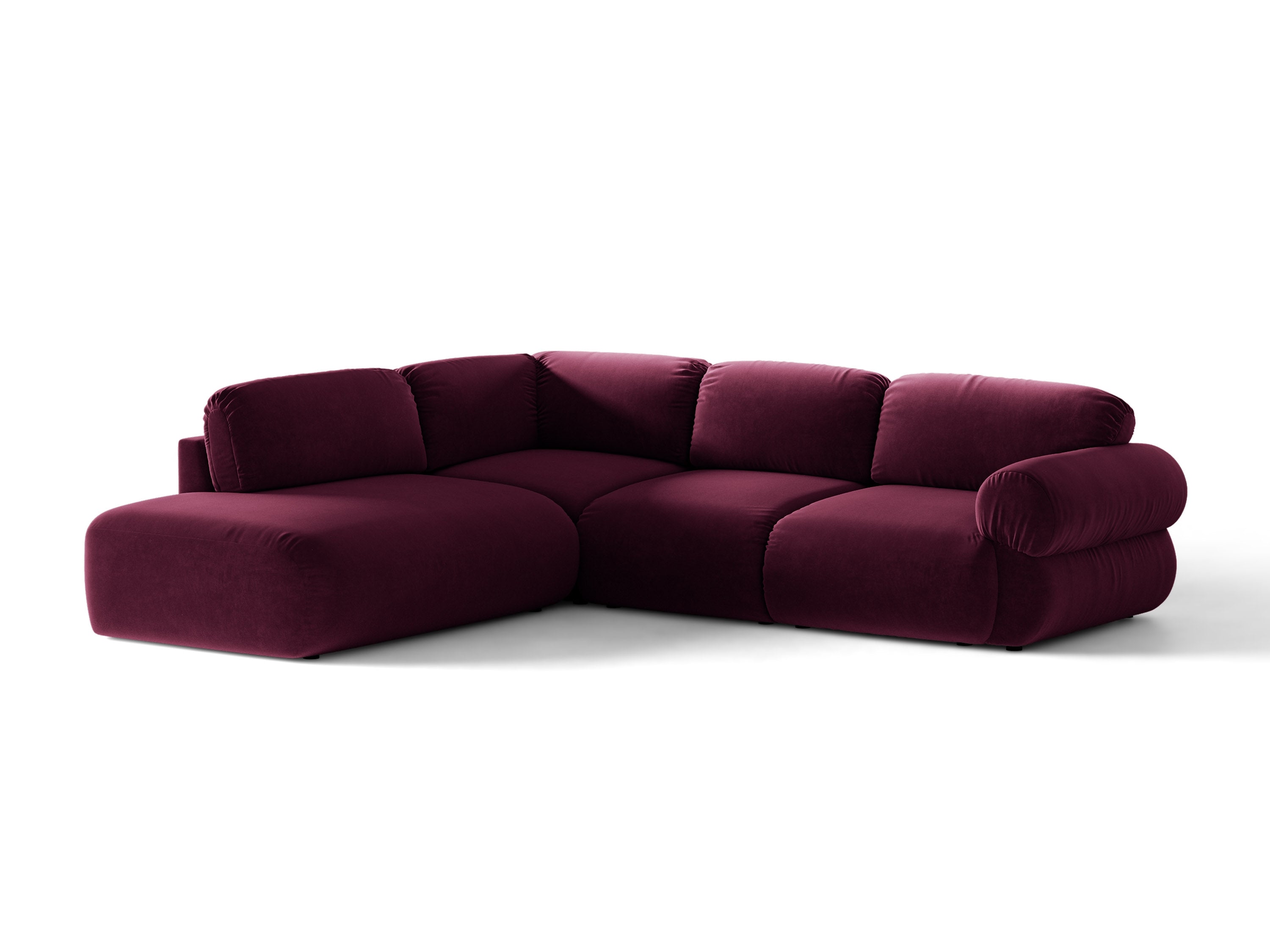 Micadoni Ophelia Ecksofa 289 cm Links Samt Venus Burgundfarben
