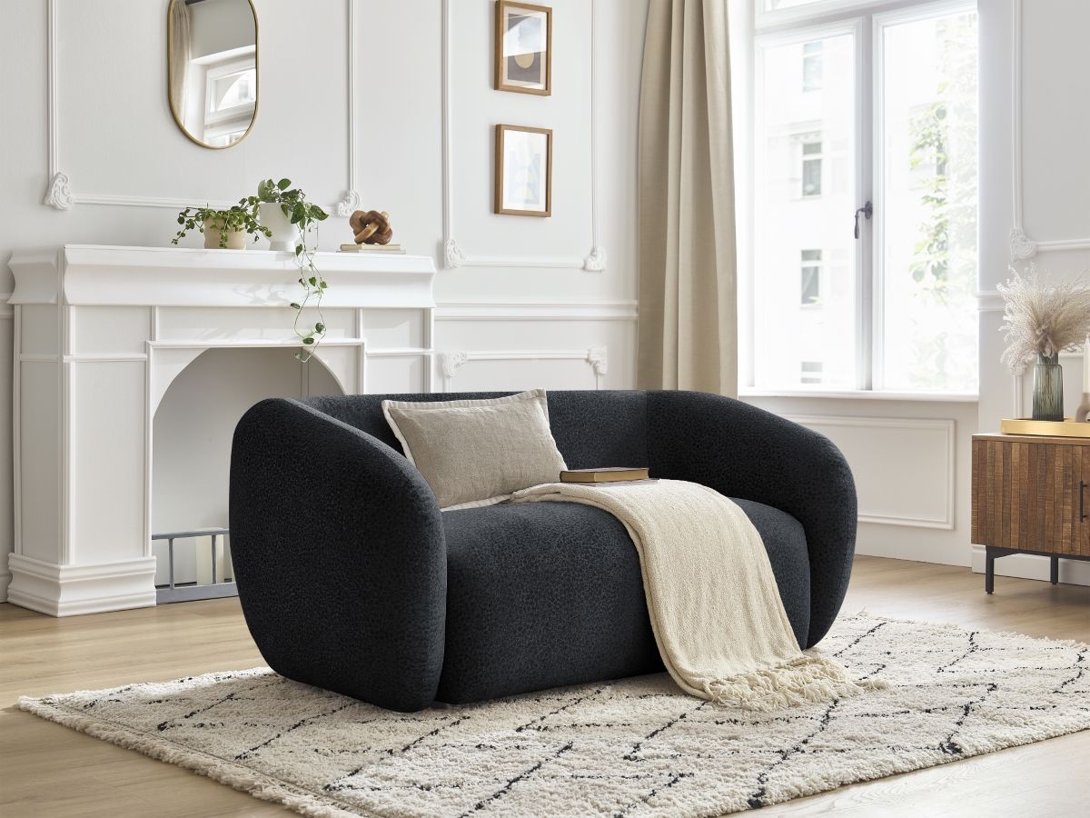 Bobochic Celine Sofa 2-Sitzer Strukturstoff Schwarz