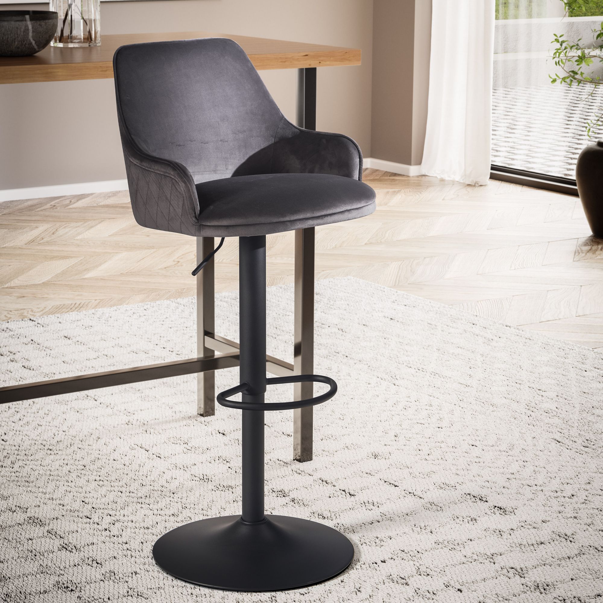 Barhocker Rypefjord Samt Grau 45 × 45 × 106 cm
