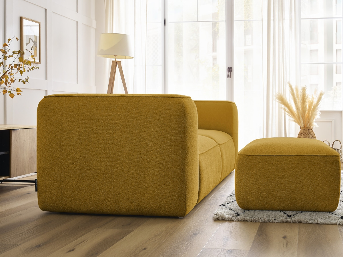 Bobochic Zephyr Sofa 3-Sitzer mit Pouf Strukturstoff Gelb