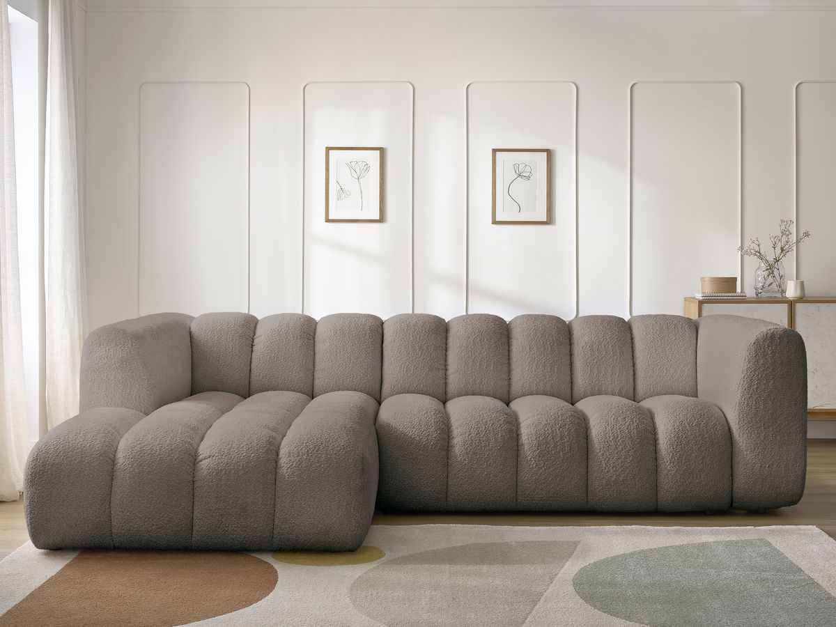Bobochic Talia Ecksofa Bouclé-Stoff Braun Ecke links