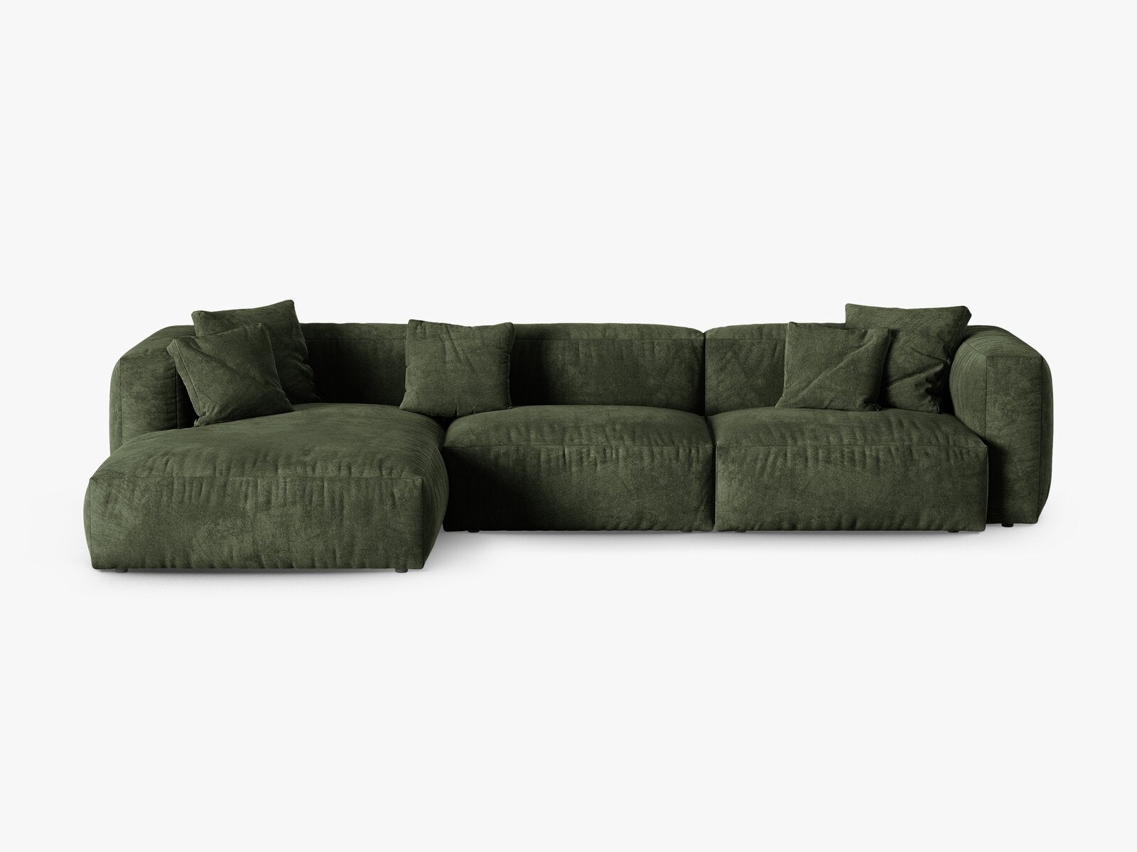 Micadoni Ecksofa Martina 3-Sitzer 90cm Sitztiefe Links Samt Vogue Grün