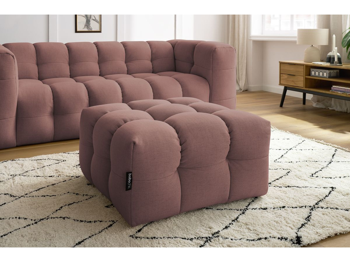 Bobochic Cloud Schlafsofa 3-Sitzer mit Pouf Stoff Rosa
