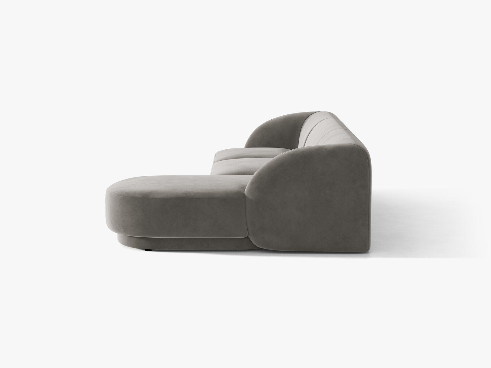 Micadoni Ecksofa Miley 4-Sitzer Rechts Samt Bluvel Hellgrau