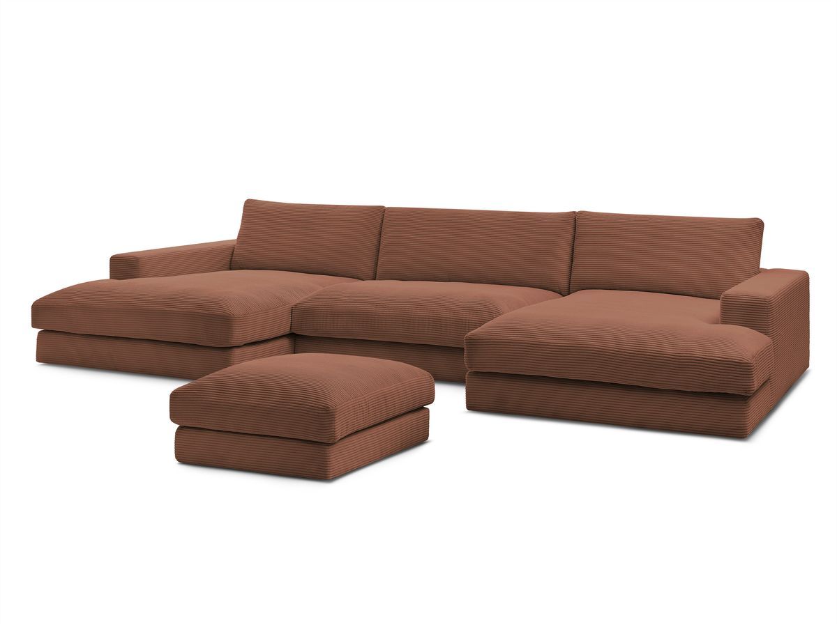 Bobochic Leonard Wohnlandschaft mit Pouf 404 × 159 cm Cordsamt Orange