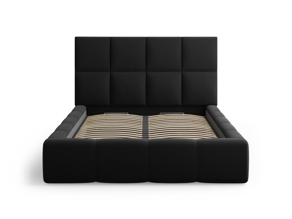 Cosmopolitan Design Stauraumbett mit Kopfteil Livigno 160x200 Samt Bluvel Schwarz