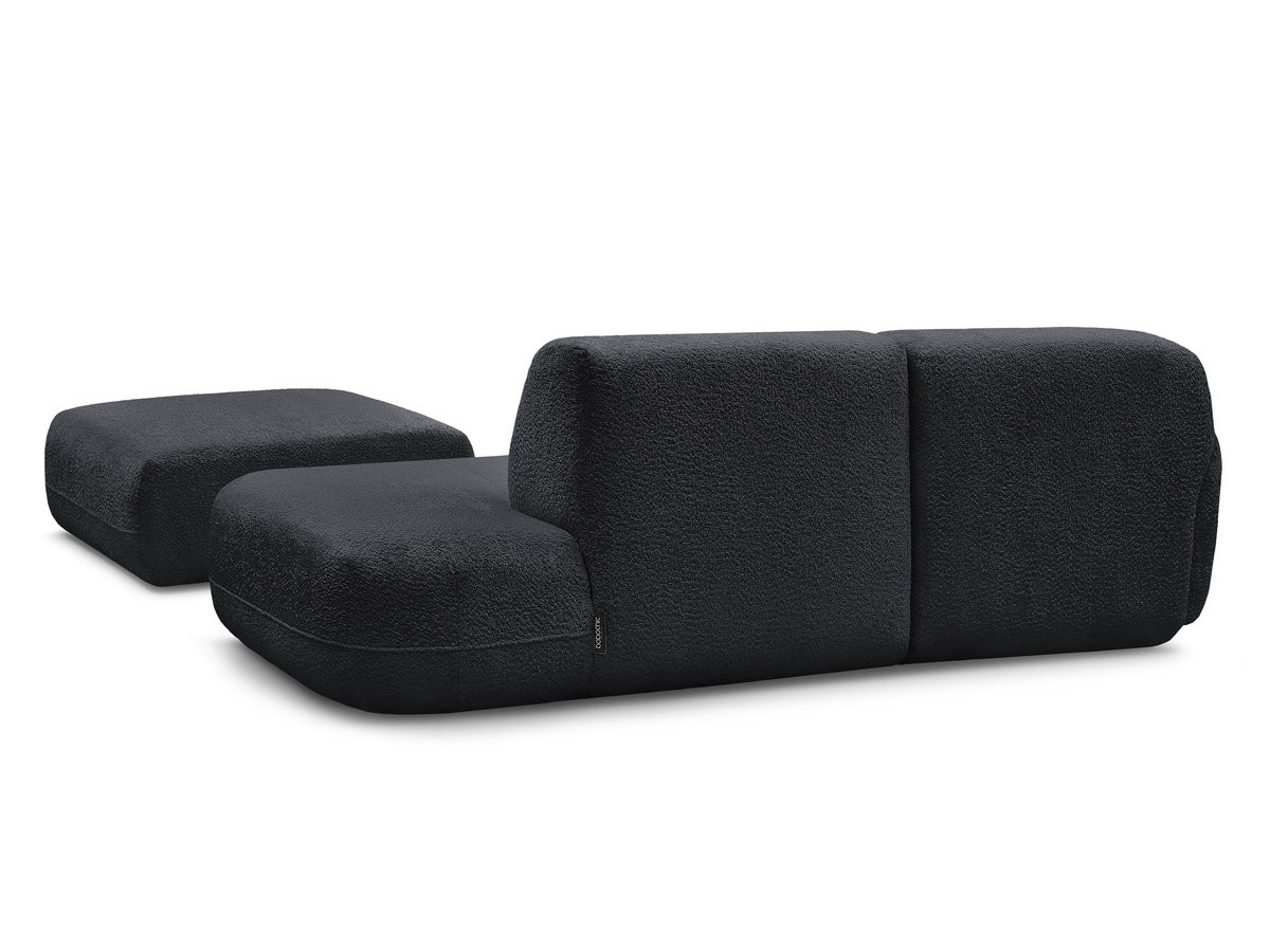 Bobochic Anda Ecksofa mit Pouf 241 × 163 cm Chenille Schwarz Ecke links