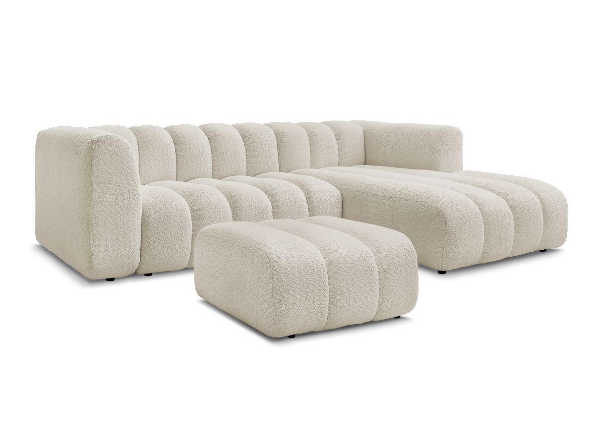Bobochic Talia Ecksofa mit Pouf Bouclé-Stoff Beige Ecke rechts