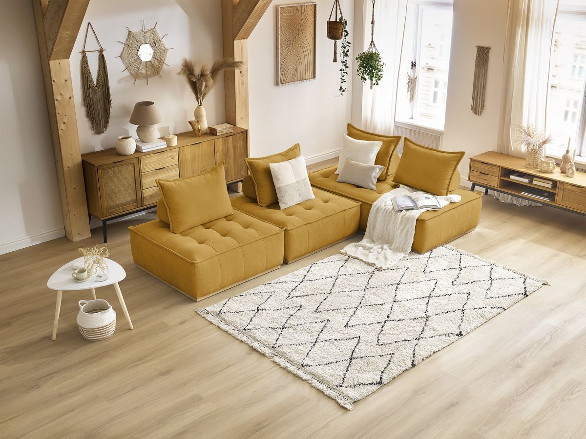 Bobochic Elisa Ecksofa Strukturstoff Gelb